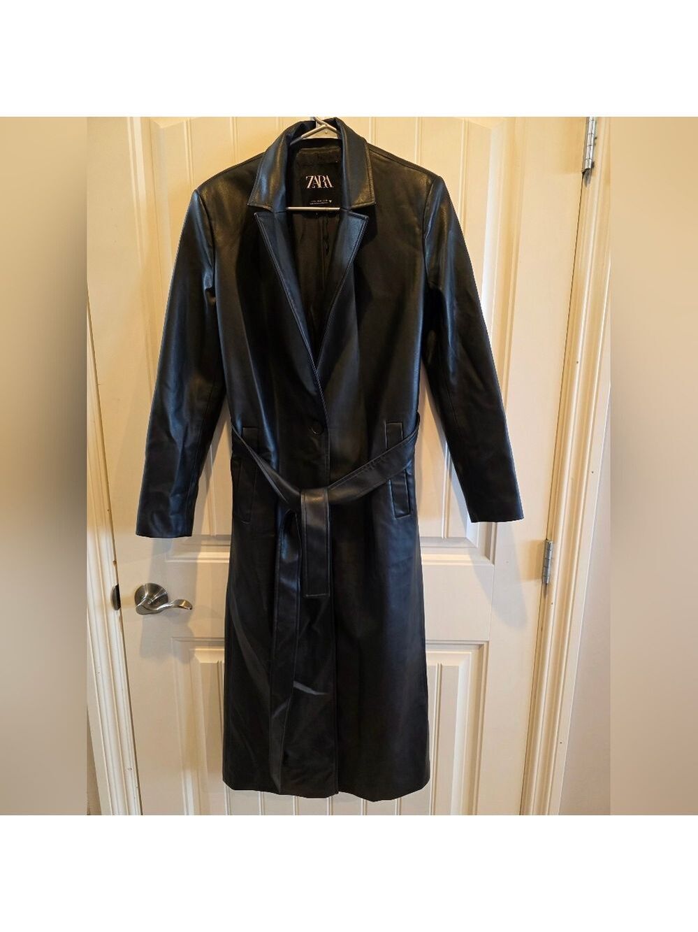 Zara Faux Leather Belted Trench Coat